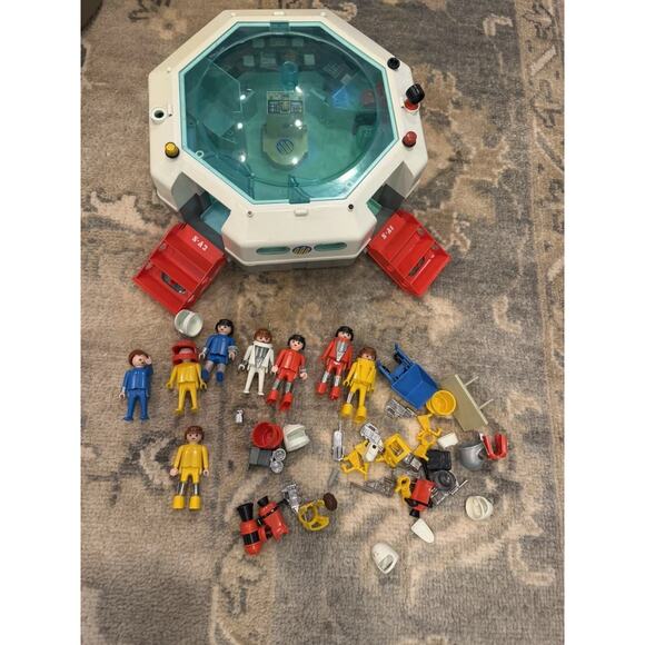PLAYMOBIL Other - 1980 Playmobil Playmospace Spaceship Station Lot Figures Robot Accessories Rare.